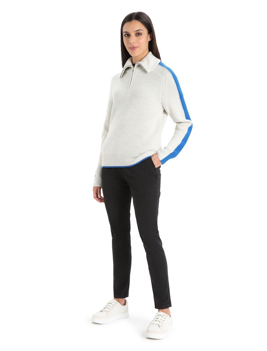 Icebreaker Merino Lodge Long Sleeve Half Zip Női Pulóverek Fehér Kék | HU 1622YXFU